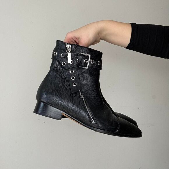 Paige Vintage Y2K 2000s Leather Pointed Toe Booties - Picture 1 of 5